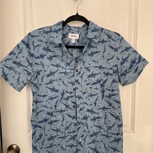 Sonoma Youth Blue Shark Button down shirt- xl
